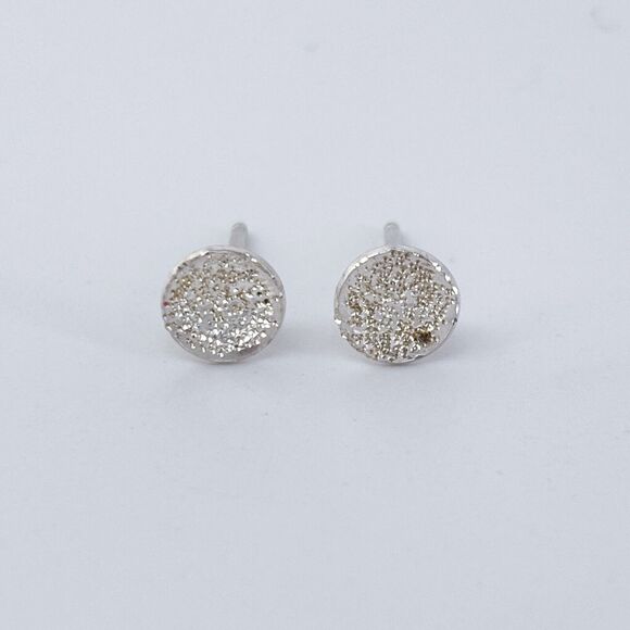 Vintage Sterling Silver 925 Textured Concave Round Stud Earrings - Picture 2 of 6